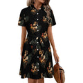 chemise décontractée à boutons pour femme, style pin-up, manches courtes et col, avec ceinture